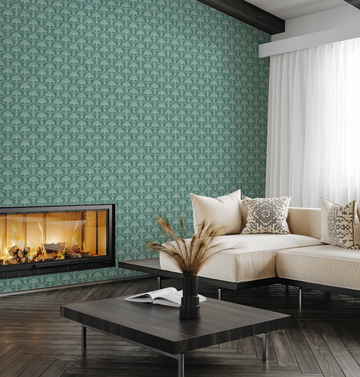 Heritage Palm Emerald Green Wallpaper from Olive et Oriel where you can shop wallpaper and artworks online