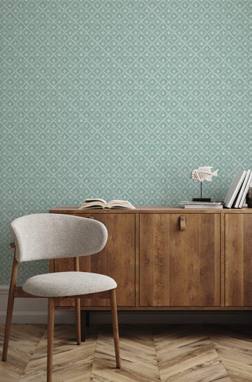 Turkish Diamond Emerald Green Wallpaper from Olive et Oriel where you can shop wallpaper and artworks online