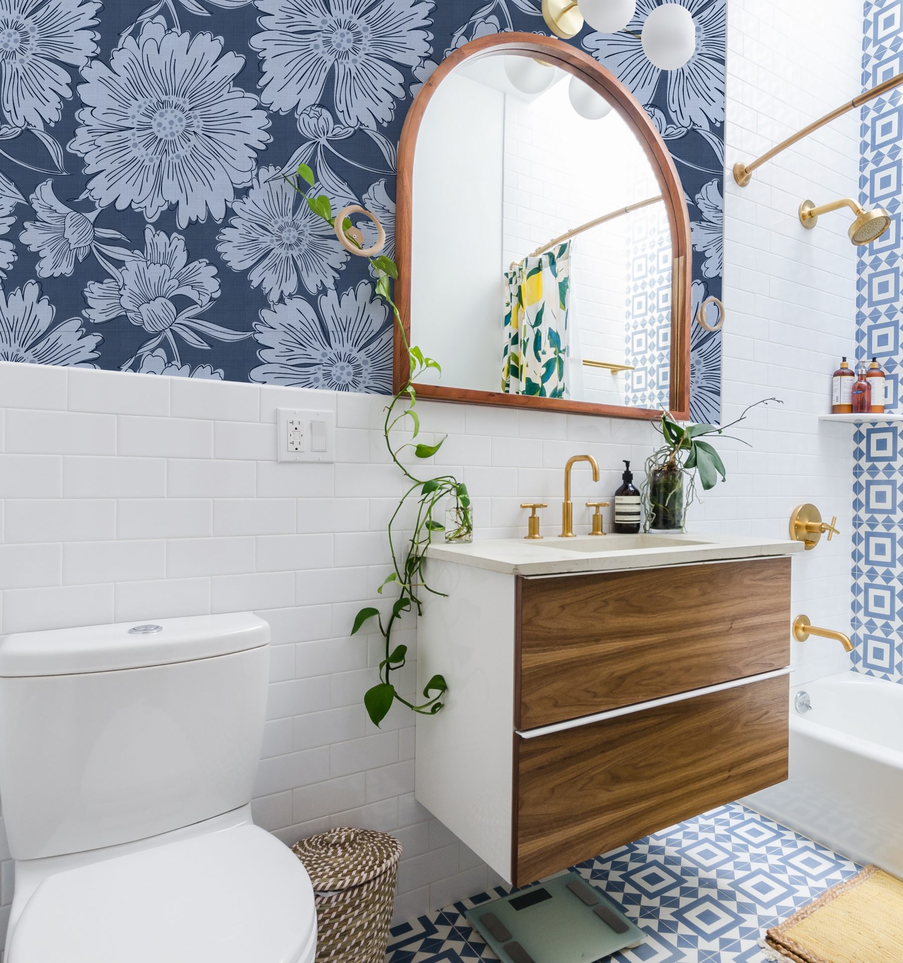 Luxe Country Floral Navy Wallpaper from Olive et Oriel where you can shop wallpaper and artworks online
