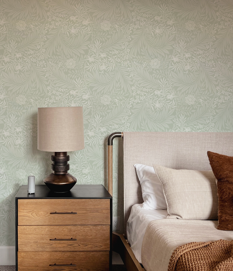 Garden Provence Sage Green Wallpaper from Olive et Oriel where you can shop wallpaper and artworks online