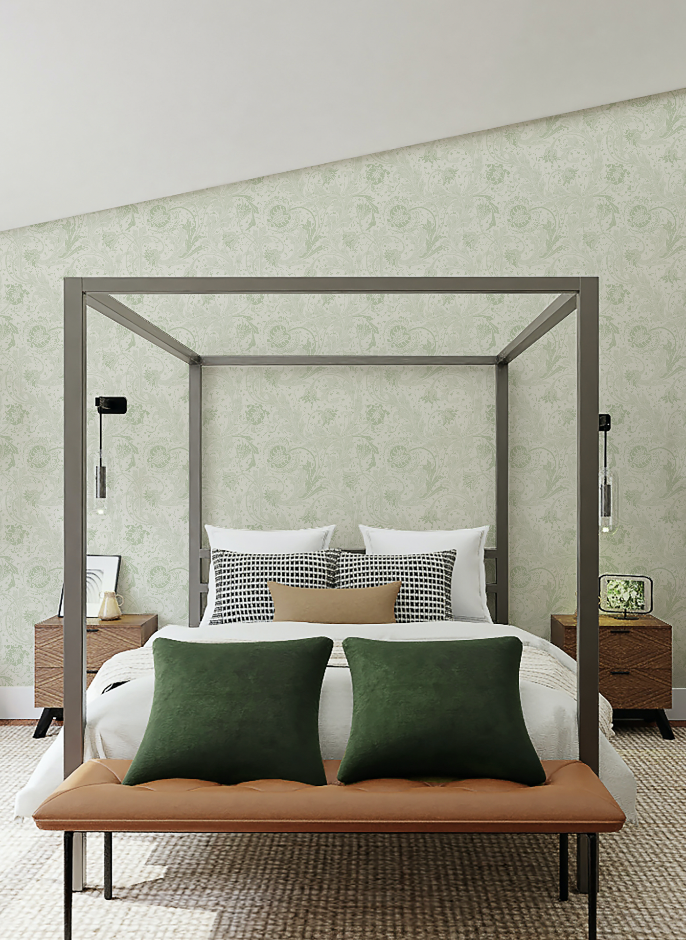 Cottage Florals Sage Green Wallpaper