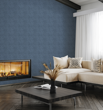 Farmhouse Leaves Navy Blue Wallpaper from Olive et Oriel where you can shop wallpaper and artworks online