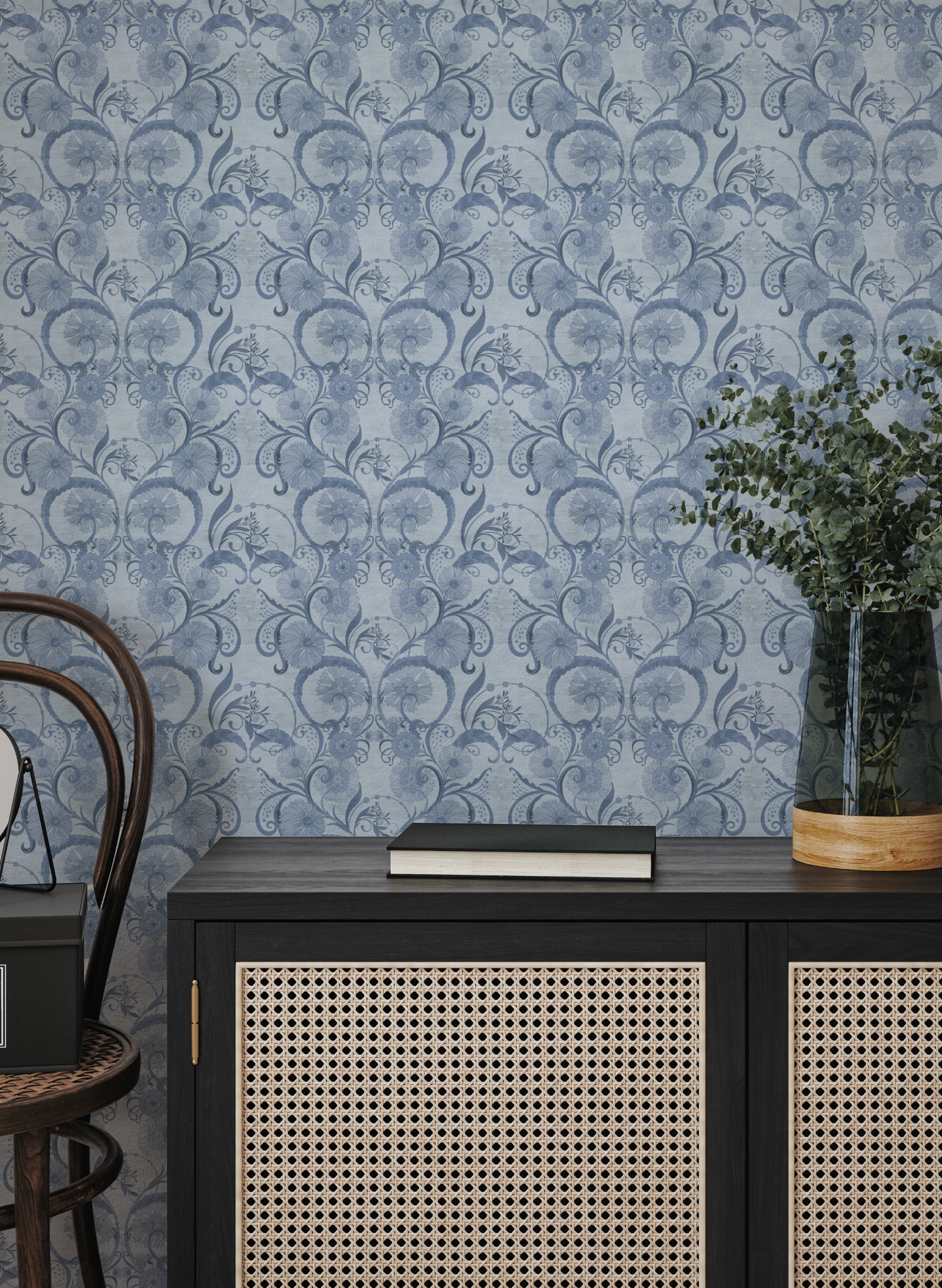 Decorative Navy Blue Wallpaper from Olive et Oriel where you can shop wallpaper and artworks online