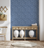 Orchid Foliage Navy Blue Wallpaper