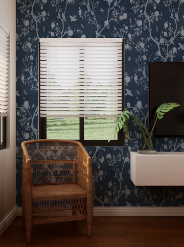 Bird Song Navy Blue Wallpaper from Olive et Oriel where you can shop wallpaper and artworks online
