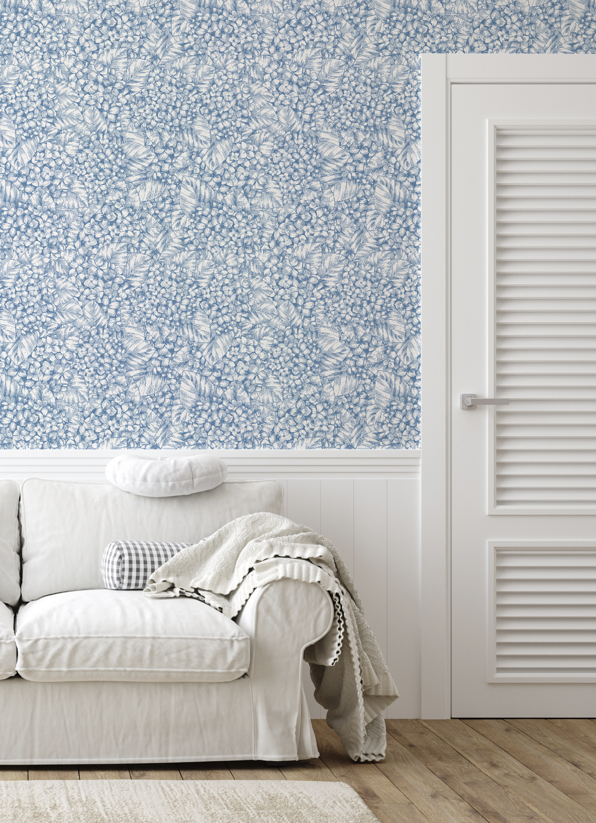 Luxe Hydrangea Navy Blue Wallpaper