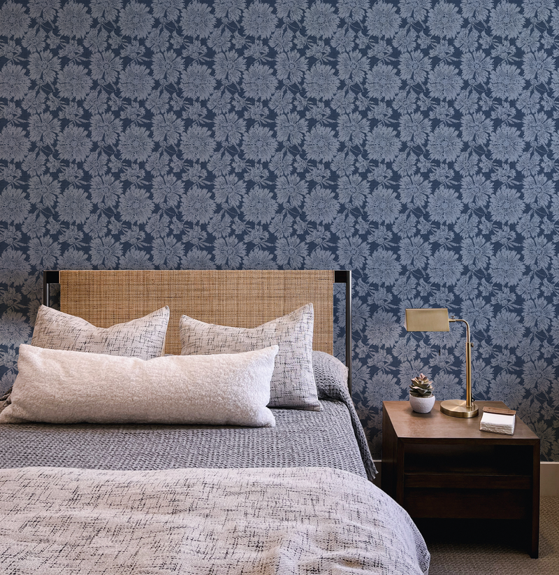 Luxe Country Floral Petite Navy Blue Wallpaper