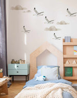 Sea Birds Decal Set-Decals-Olive et Oriel-Decorate your kids bedroom wall decor with removable wall decals, these fabric kids decals are a great way to add colour and update your children's bedroom. Available as girls wall decals or boys wall decals, there are also nursery decals.