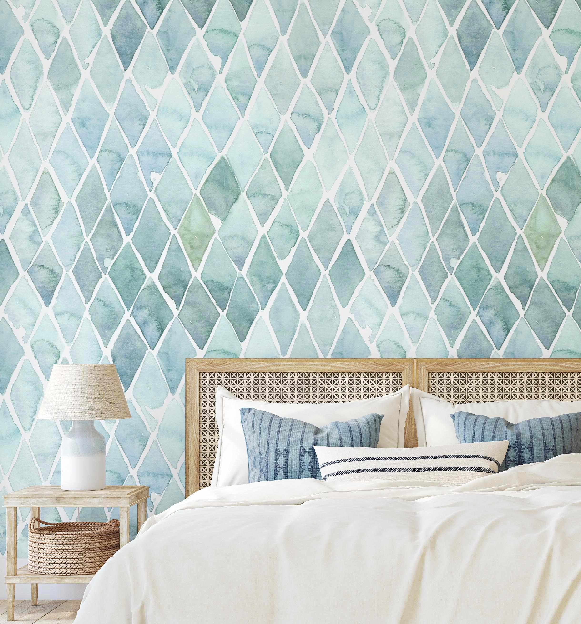 SHOP Seafoam Green Small Tile Style Removable Wallpaper Online – Olive ...
