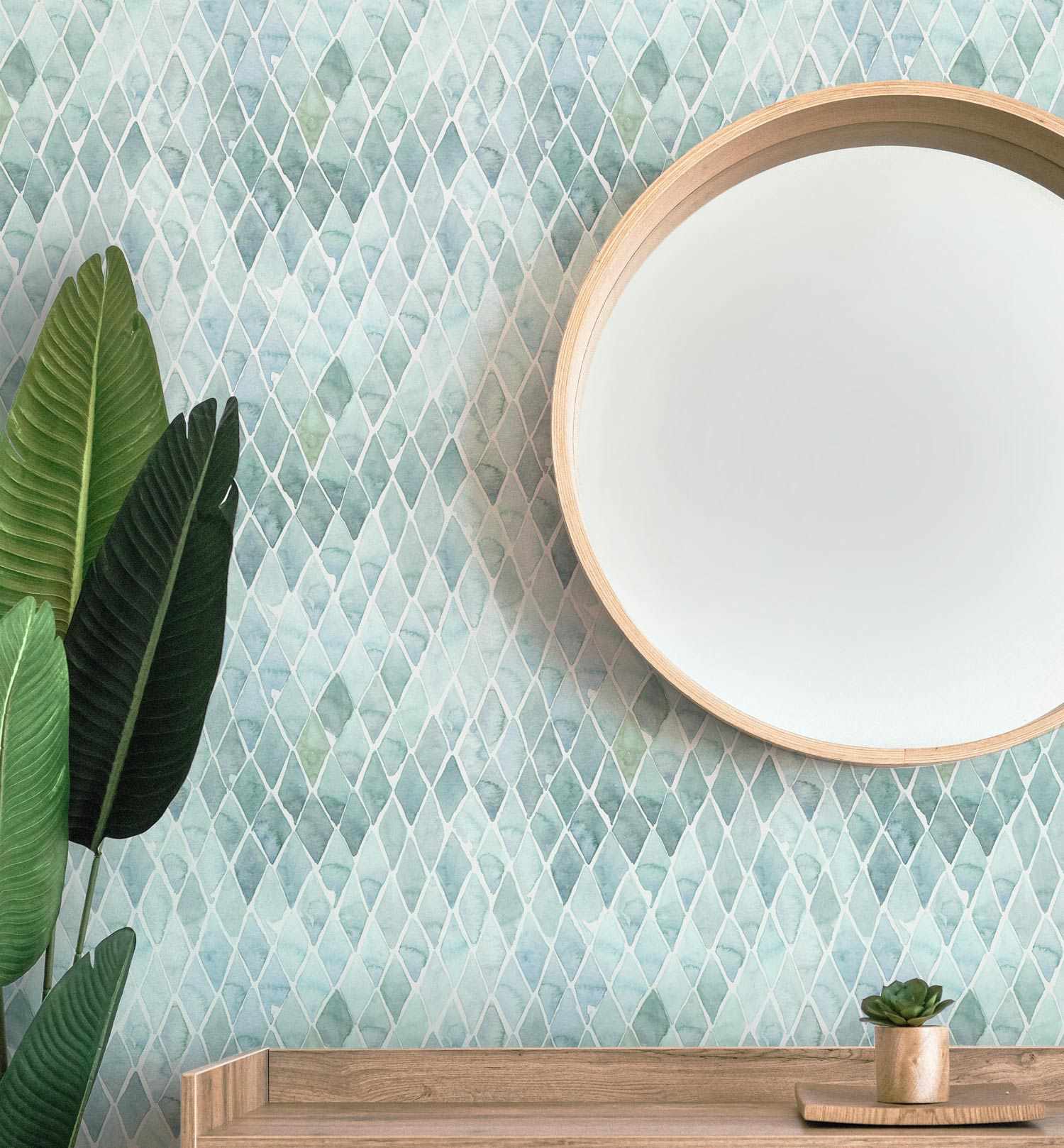 Seafoam Small Tile Wallpaper - Olive et Oriel