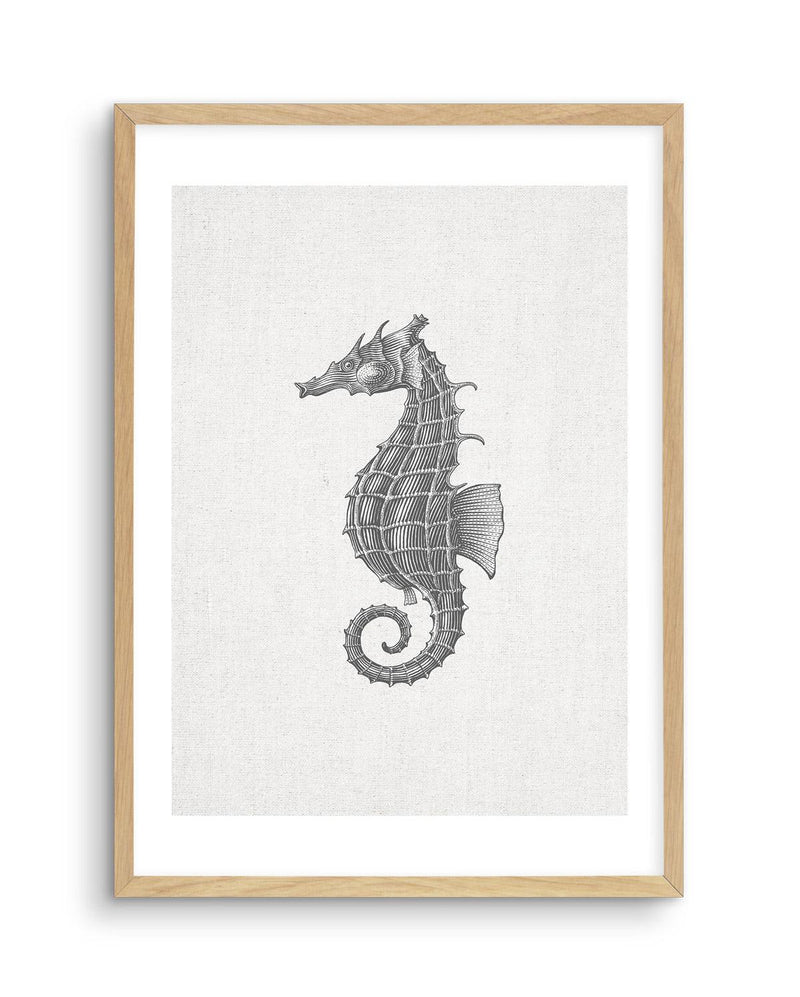 Seahorse on Linen Art Print-PRINT-Olive et Oriel-Olive et Oriel-A5 | 5.8" x 8.3" | 14.8 x 21cm-Oak-With White Border-Buy-Australian-Art-Prints-Online-with-Olive-et-Oriel-Your-Artwork-Specialists-Austrailia-Decorate-With-Coastal-Photo-Wall-Art-Prints-From-Our-Beach-House-Artwork-Collection-Fine-Poster-and-Framed-Artwork
