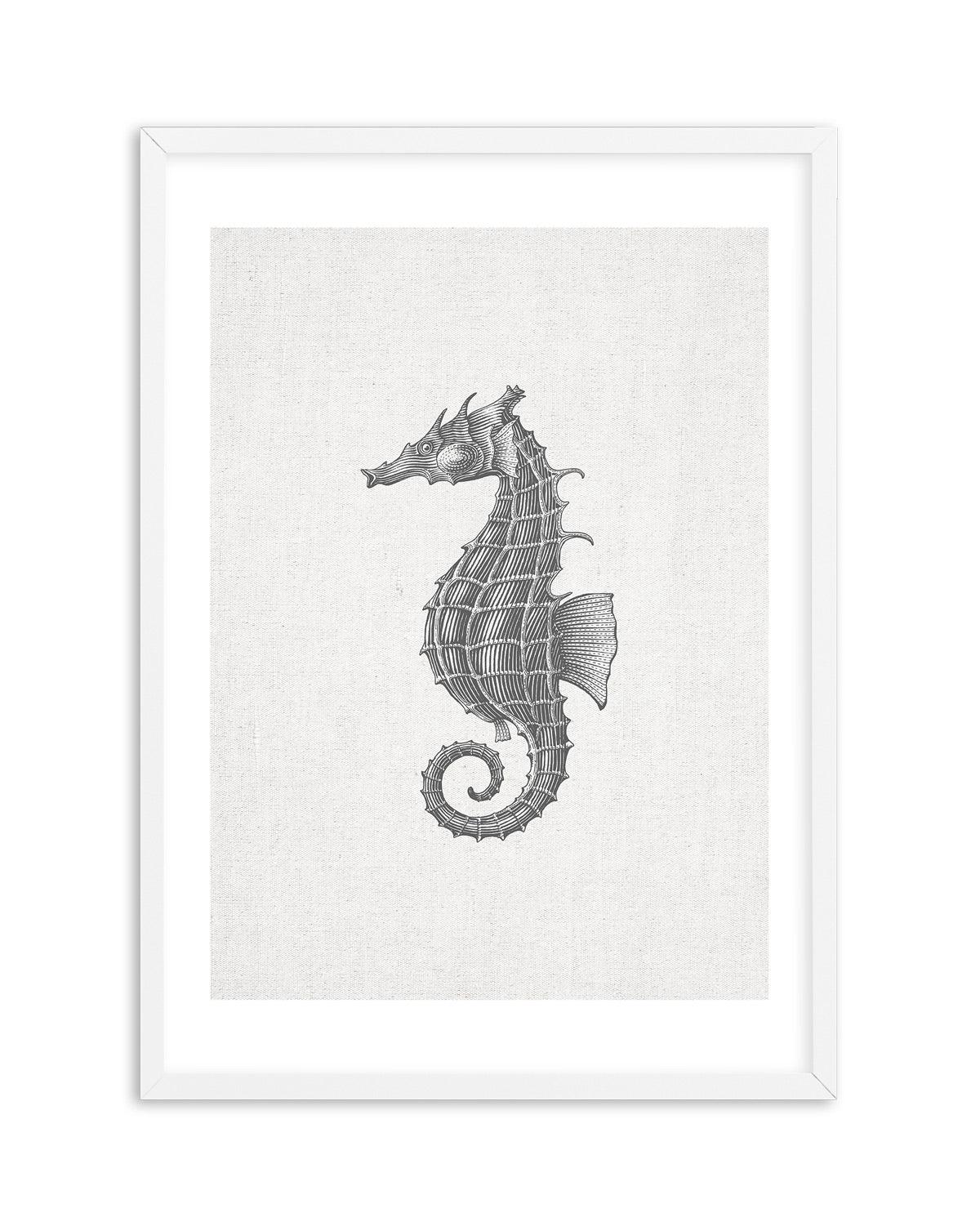 Seahorse on Linen Art Print-PRINT-Olive et Oriel-Olive et Oriel-A5 | 5.8" x 8.3" | 14.8 x 21cm-White-With White Border-Buy-Australian-Art-Prints-Online-with-Olive-et-Oriel-Your-Artwork-Specialists-Austrailia-Decorate-With-Coastal-Photo-Wall-Art-Prints-From-Our-Beach-House-Artwork-Collection-Fine-Poster-and-Framed-Artwork