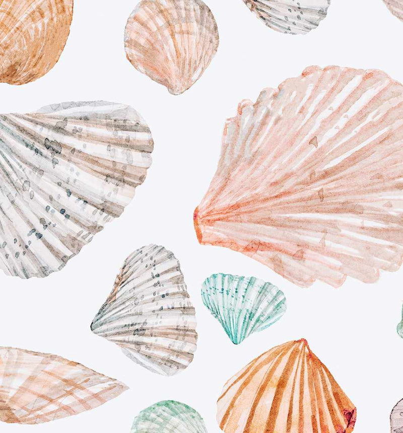 Shell Flowers White Wallpaper | Happywall