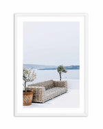Seat In The Sun Art Print-Shop Greece Wall Art Prints Online with Olive et Oriel - Our collection of Greek Islands art prints offer unique wall art including blue domes of Santorini in Oia, mediterranean sea prints and incredible posters from Milos and other Greece landscape photography - this collection will add mediterranean blue to your home, perfect for updating the walls in coastal, beach house style. There is Greece art on canvas and extra large wall art with fast, free shipping across Aus
