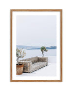 Seat In The Sun Art Print-Shop Greece Wall Art Prints Online with Olive et Oriel - Our collection of Greek Islands art prints offer unique wall art including blue domes of Santorini in Oia, mediterranean sea prints and incredible posters from Milos and other Greece landscape photography - this collection will add mediterranean blue to your home, perfect for updating the walls in coastal, beach house style. There is Greece art on canvas and extra large wall art with fast, free shipping across Aus