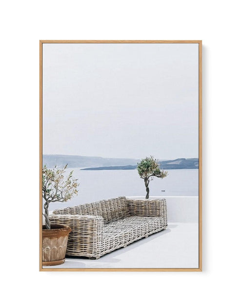 Seat In The Sun | Framed Canvas-Shop Greece Wall Art Prints Online with Olive et Oriel - Our collection of Greek Islands art prints offer unique wall art including blue domes of Santorini in Oia, mediterranean sea prints and incredible posters from Milos and other Greece landscape photography - this collection will add mediterranean blue to your home, perfect for updating the walls in coastal, beach house style. There is Greece art on canvas and extra large wall art with fast, free shipping acro