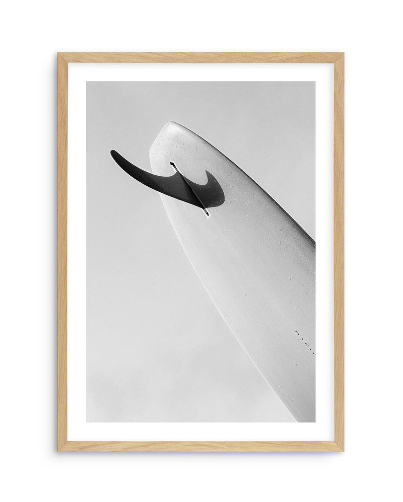 Single Fin B&W by Mario Stefanelli Art Print-PRINT-Olive et Oriel-Mario Stefanelli-A5 | 5.8" x 8.3" | 14.8 x 21cm-Oak-With White Border-Buy-Australian-Art-Prints-Online-with-Olive-et-Oriel-Your-Artwork-Specialists-Austrailia-Decorate-With-Coastal-Photo-Wall-Art-Prints-From-Our-Beach-House-Artwork-Collection-Fine-Poster-and-Framed-Artwork