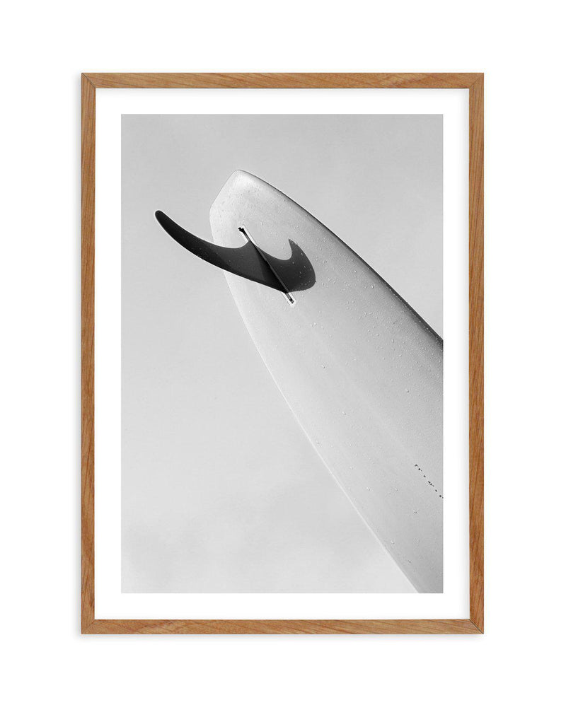 Single Fin B&W by Mario Stefanelli Art Print-PRINT-Olive et Oriel-Mario Stefanelli-50x70 cm | 19.6" x 27.5"-Walnut-With White Border-Buy-Australian-Art-Prints-Online-with-Olive-et-Oriel-Your-Artwork-Specialists-Austrailia-Decorate-With-Coastal-Photo-Wall-Art-Prints-From-Our-Beach-House-Artwork-Collection-Fine-Poster-and-Framed-Artwork