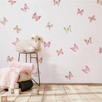 Soft Pink Butterflies Decal Set-Decals-Olive et Oriel-Decorate your kids bedroom wall decor with removable wall decals, these fabric kids decals are a great way to add colour and update your children's bedroom. Available as girls wall decals or boys wall decals, there are also nursery decals.