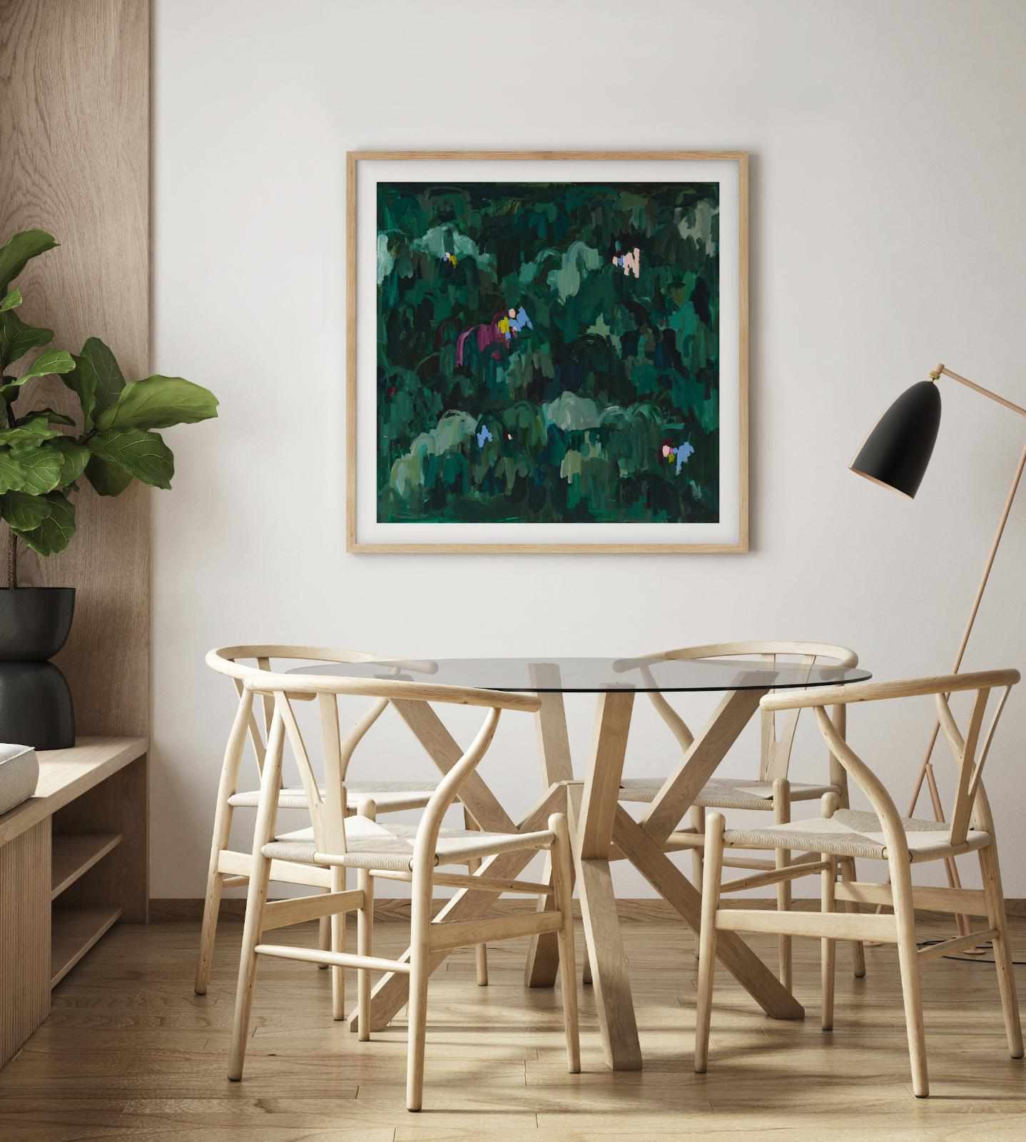 Somewhere in the Jungle by Alicia Benetatos Art Print-PRINT-Order sage mint green framed abstract painting wall art prints online with Olive et Oriel Australia