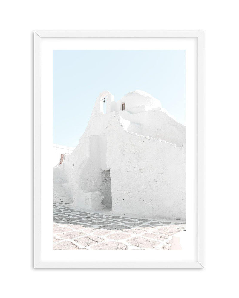 Streets of Mykonos Art Print-Shop Greece Wall Art Prints Online with Olive et Oriel - Our collection of Greek Islands art prints offer unique wall art including blue domes of Santorini in Oia, mediterranean sea prints and incredible posters from Milos and other Greece landscape photography - this collection will add mediterranean blue to your home, perfect for updating the walls in coastal, beach house style. There is Greece art on canvas and extra large wall art with fast, free shipping across 