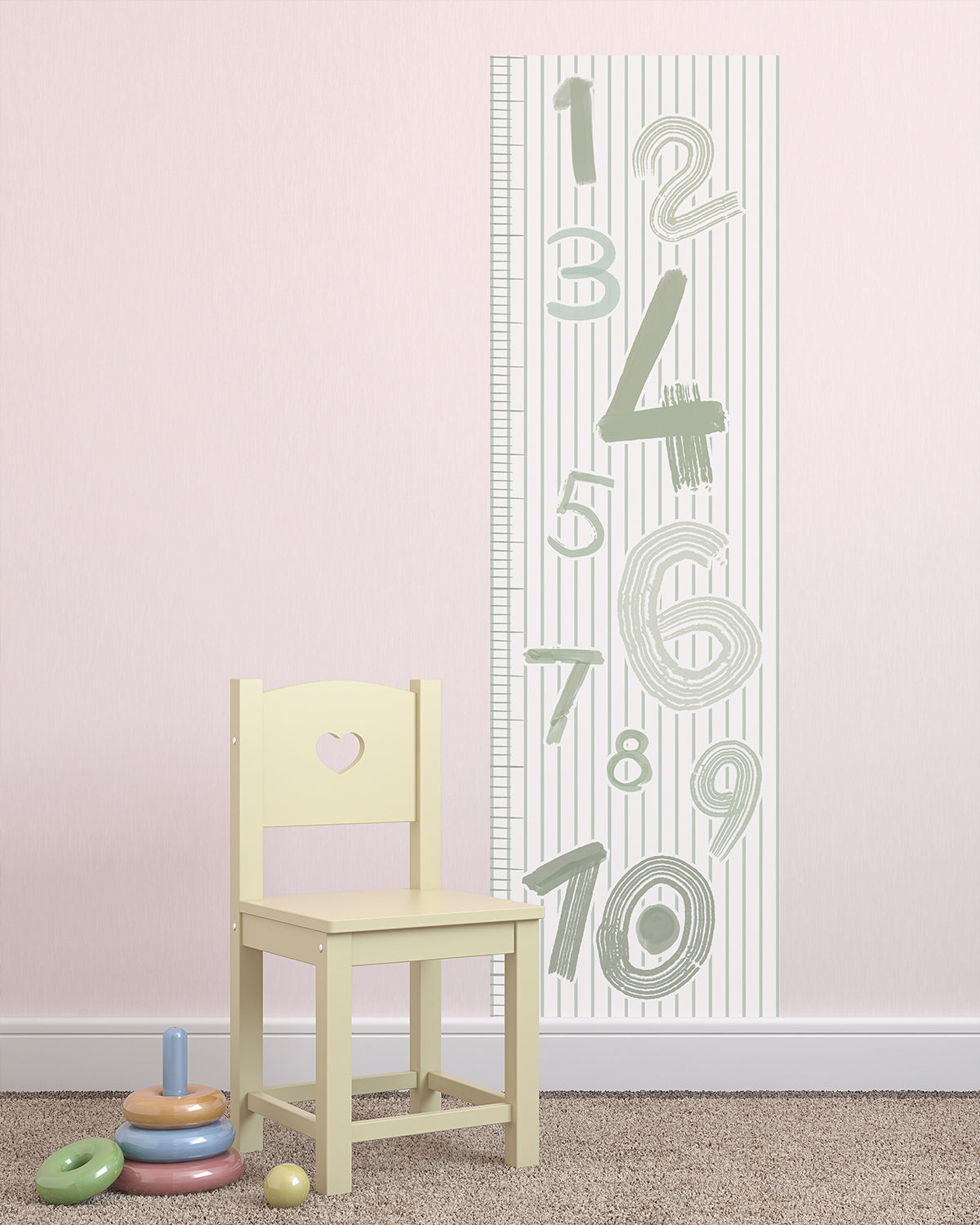 Striped Numbers in Sage Height Chart Decal