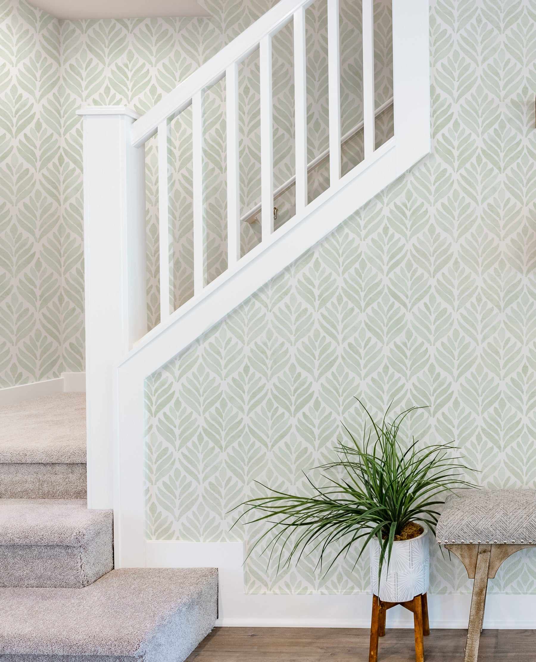 Watercolour Petal Sage Green Wallpaper