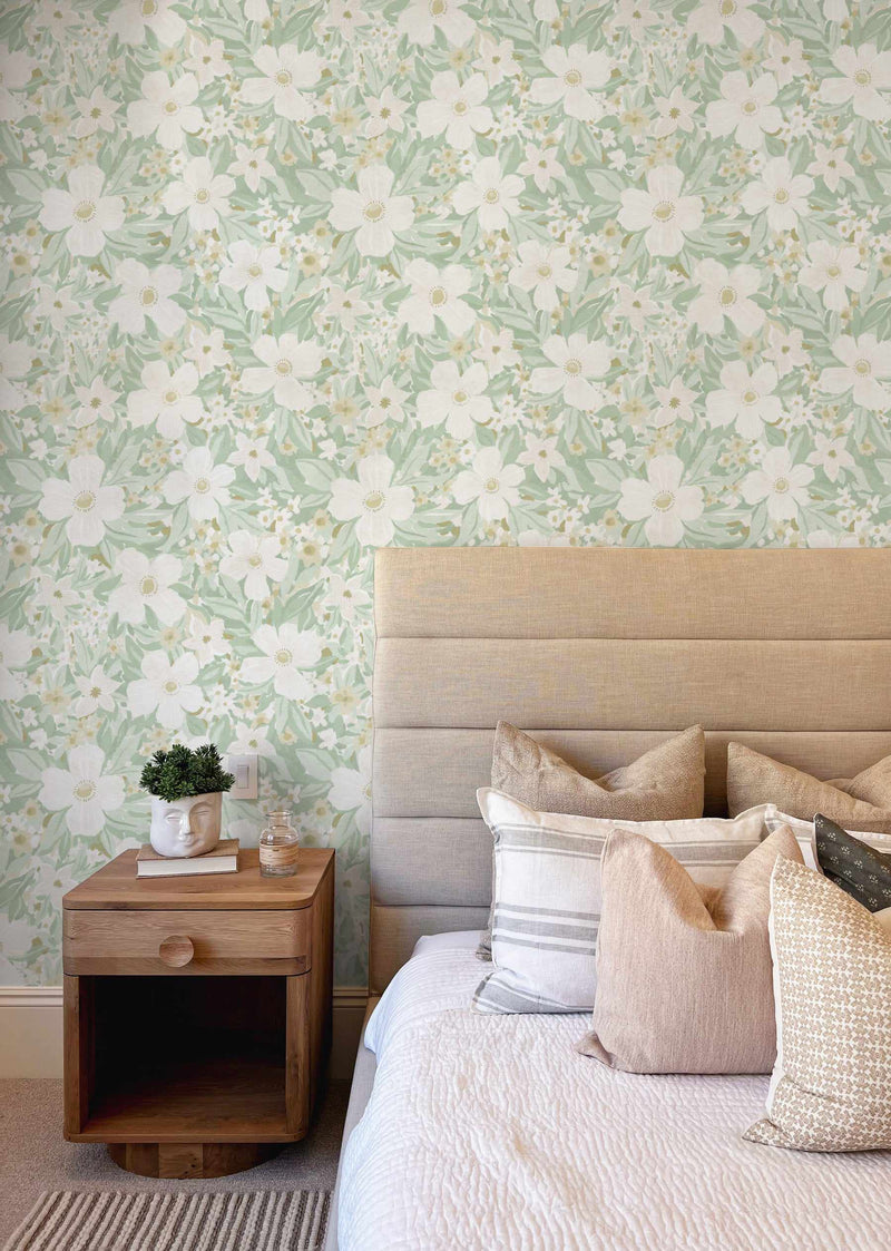 Floret Sage Green Wallpaper