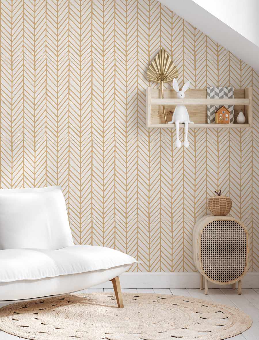 Chevron Wallpaper in Caramel