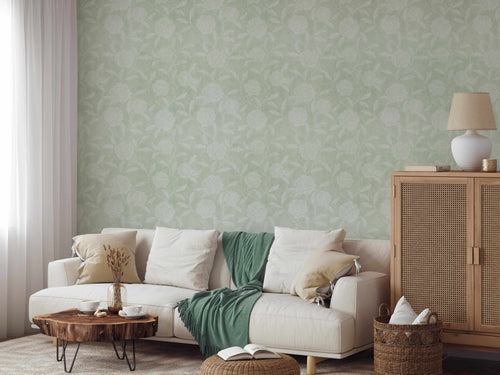 French Rose Sage Green Wallpaper-Wallpaper-Buy Australian Removable Wallpaper Now Sage Green Wallpaper Peel And Stick Wallpaper Online At Olive et Oriel Custom Made Wallpapers Wall Papers Decorate Your Bedroom Living Room Kids Room or Commercial Interior
