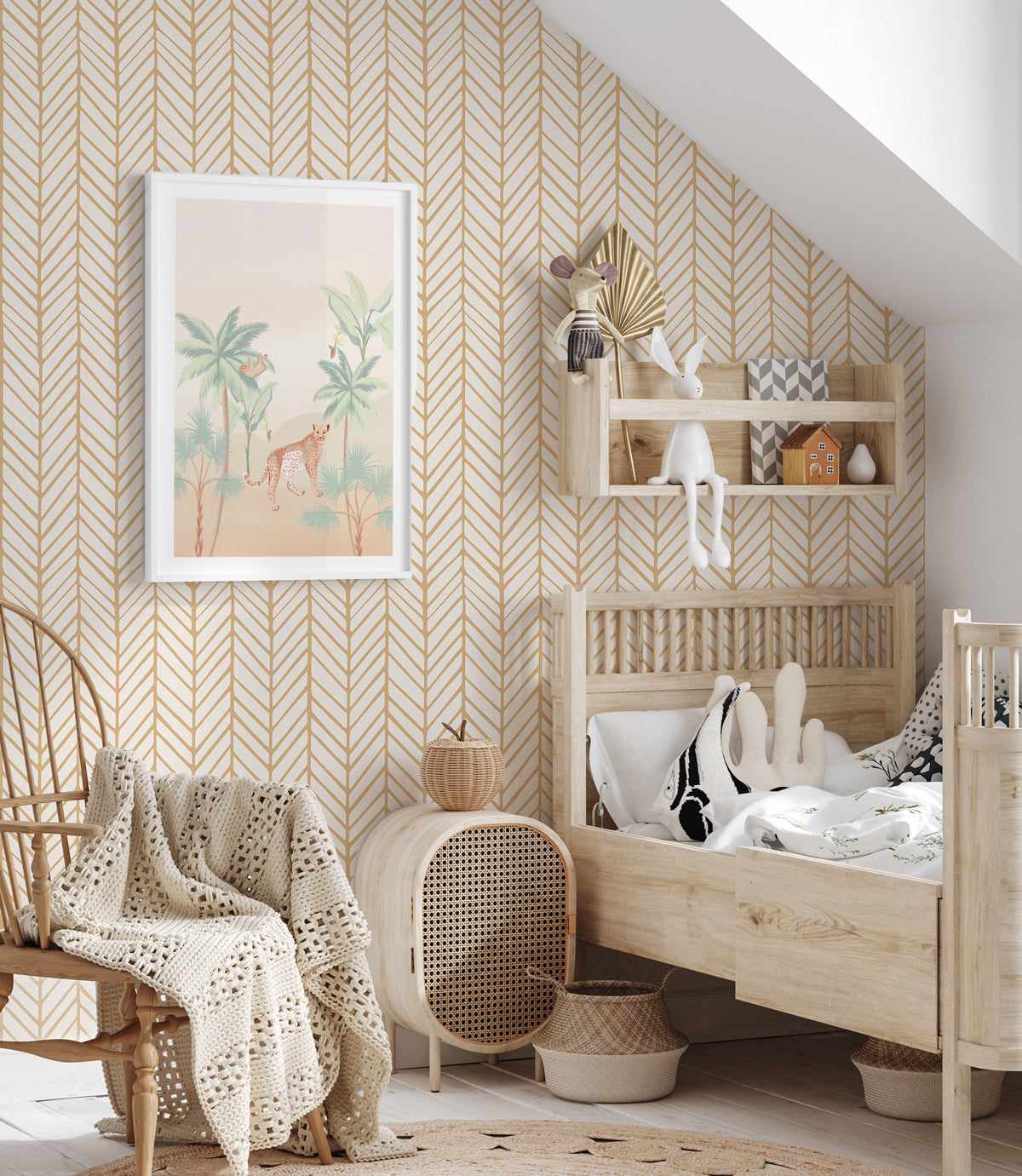 Chevron Wallpaper in Caramel