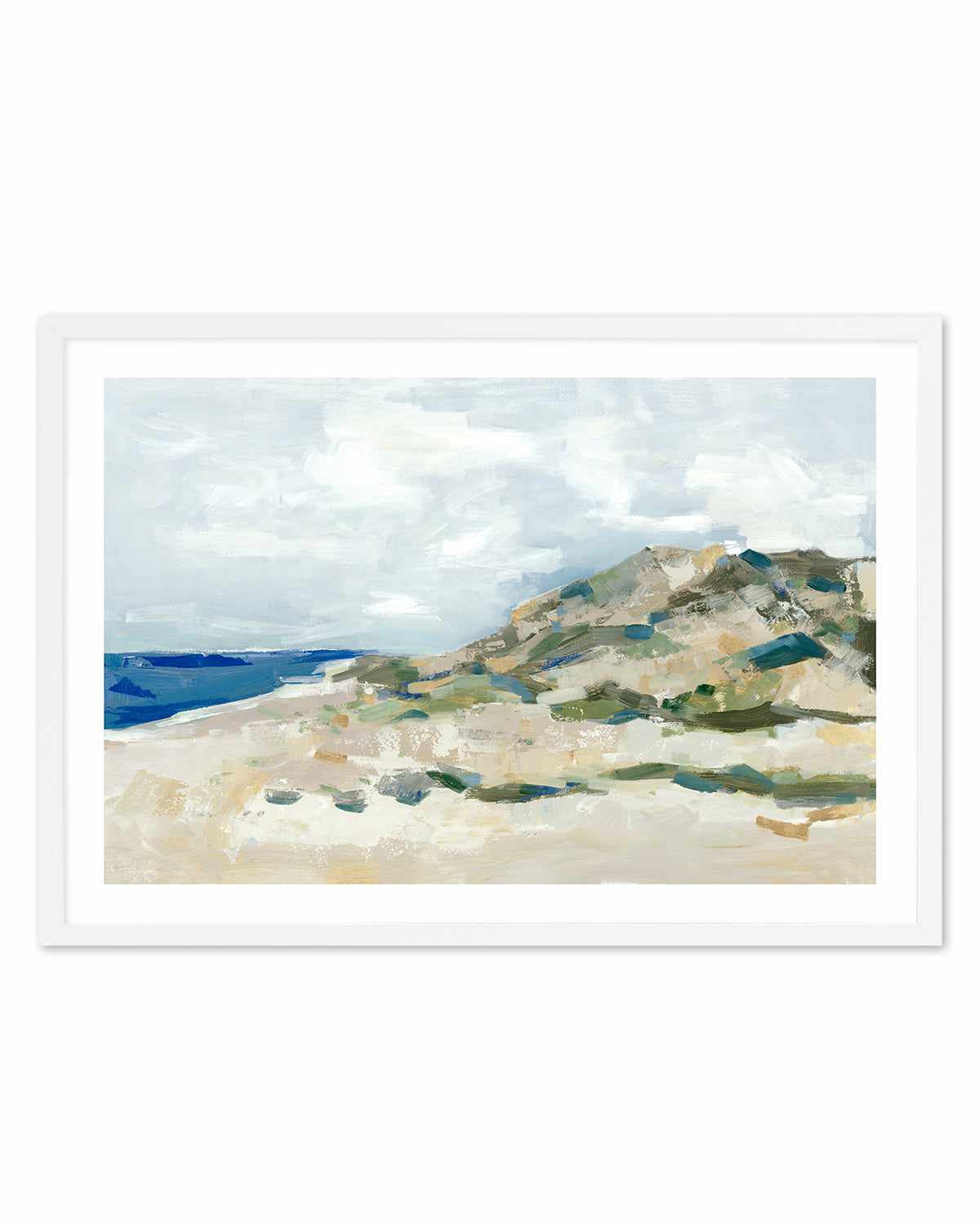 Sunny Beach Dune Art Print-PRINT-Order sage mint green framed abstract painting wall art prints online with Olive et Oriel Australia