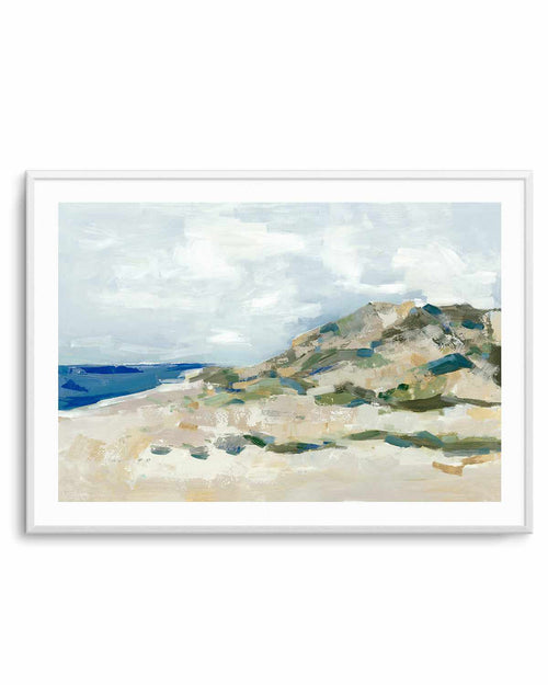 Sunny Beach Dune Art Print-PRINT-Order sage mint green framed abstract painting wall art prints online with Olive et Oriel Australia