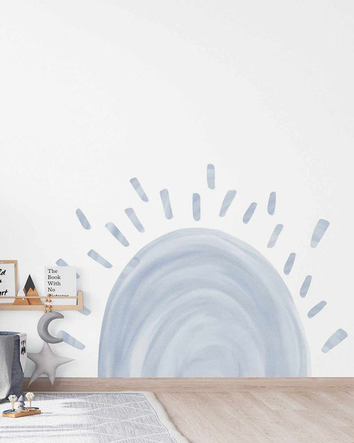 Sunshine Decal - Sky Blue-Decals-Olive et Oriel-Decorate your kids bedroom wall decor with removable wall decals, these fabric kids decals are a great way to add colour and update your children's bedroom. Available as girls wall decals or boys wall decals, there are also nursery decals.