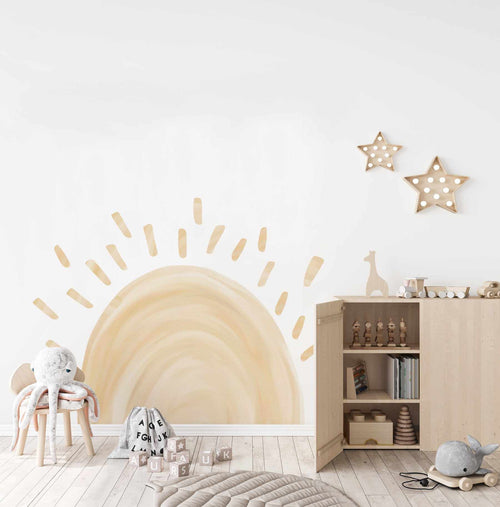 Sunshine Decal - Yellow-Decals-Olive et Oriel-Decorate your kids bedroom wall decor with removable wall decals, these fabric kids decals are a great way to add colour and update your children's bedroom. Available as girls wall decals or boys wall decals, there are also nursery decals.