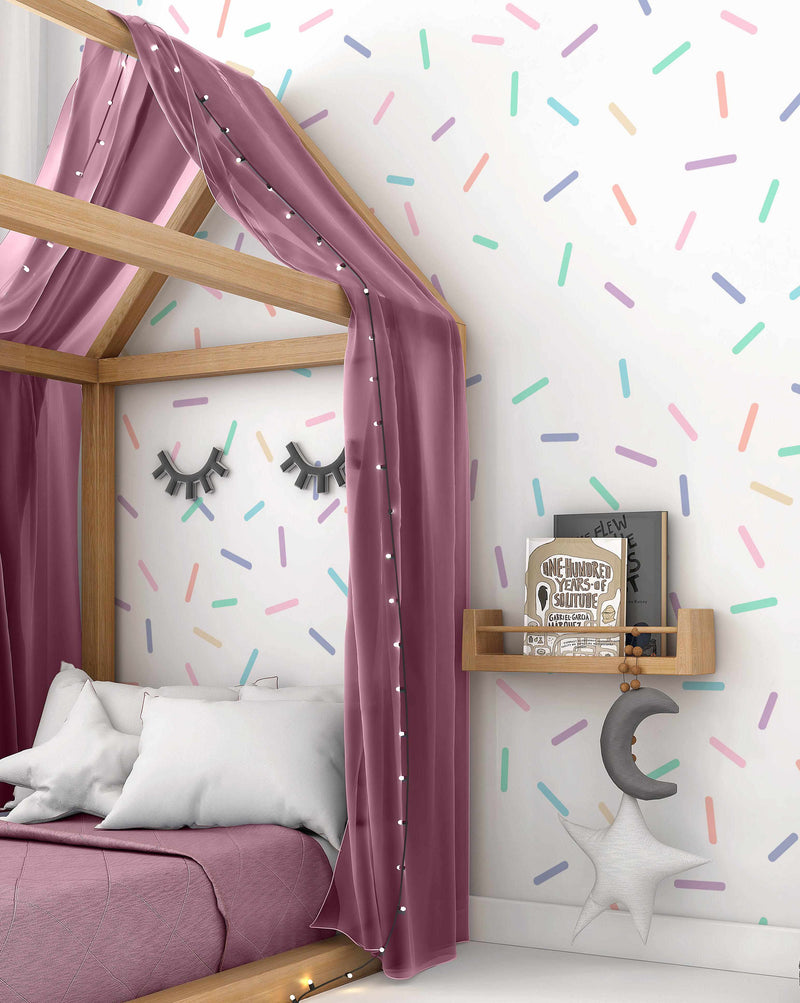 Super Fun Sprinkle Stripes Decal Set-Decals-Olive et Oriel-Decorate your kids bedroom wall decor with removable wall decals, these fabric kids decals are a great way to add colour and update your children's bedroom. Available as girls wall decals or boys wall decals, there are also nursery decals.