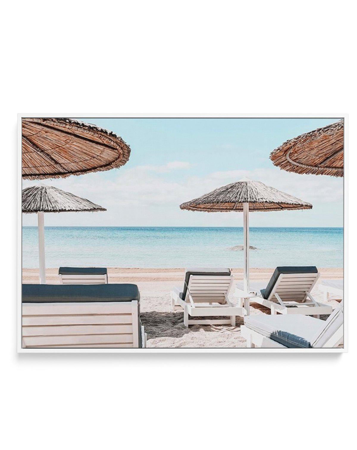 Super Paradise Beach | Mykonos LS | Framed Canvas-Shop Greece Wall Art Prints Online with Olive et Oriel - Our collection of Greek Islands art prints offer unique wall art including blue domes of Santorini in Oia, mediterranean sea prints and incredible posters from Milos and other Greece landscape photography - this collection will add mediterranean blue to your home, perfect for updating the walls in coastal, beach house style. There is Greece art on canvas and extra large wall art with fast, 