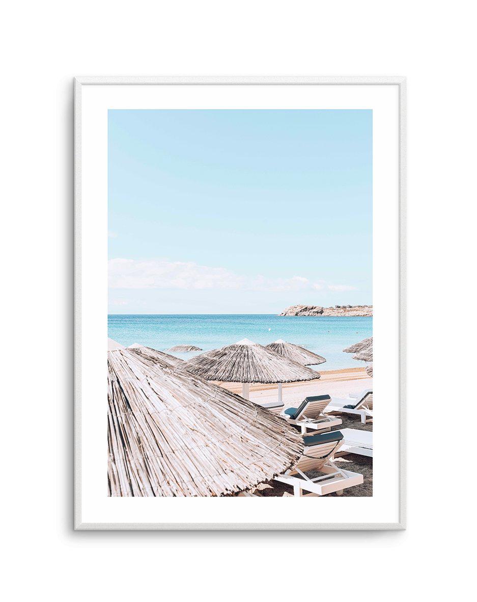 Super Paradise Beach | Mykonos PT Art Print-Shop Greece Wall Art Prints Online with Olive et Oriel - Our collection of Greek Islands art prints offer unique wall art including blue domes of Santorini in Oia, mediterranean sea prints and incredible posters from Milos and other Greece landscape photography - this collection will add mediterranean blue to your home, perfect for updating the walls in coastal, beach house style. There is Greece art on canvas and extra large wall art with fast, free s