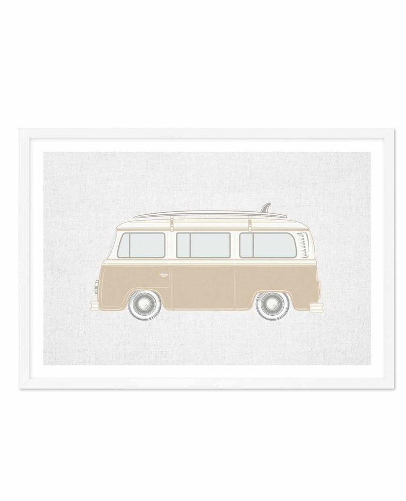 Surf Van on Linen Art Print-PRINT-Olive et Oriel-Olive et Oriel-A4 | 8.3" x 11.7" | 21 x 29.7cm-White-With White Border-Buy-Australian-Art-Prints-Online-with-Olive-et-Oriel-Your-Artwork-Specialists-Austrailia-Decorate-With-Coastal-Photo-Wall-Art-Prints-From-Our-Beach-House-Artwork-Collection-Fine-Poster-and-Framed-Artwork