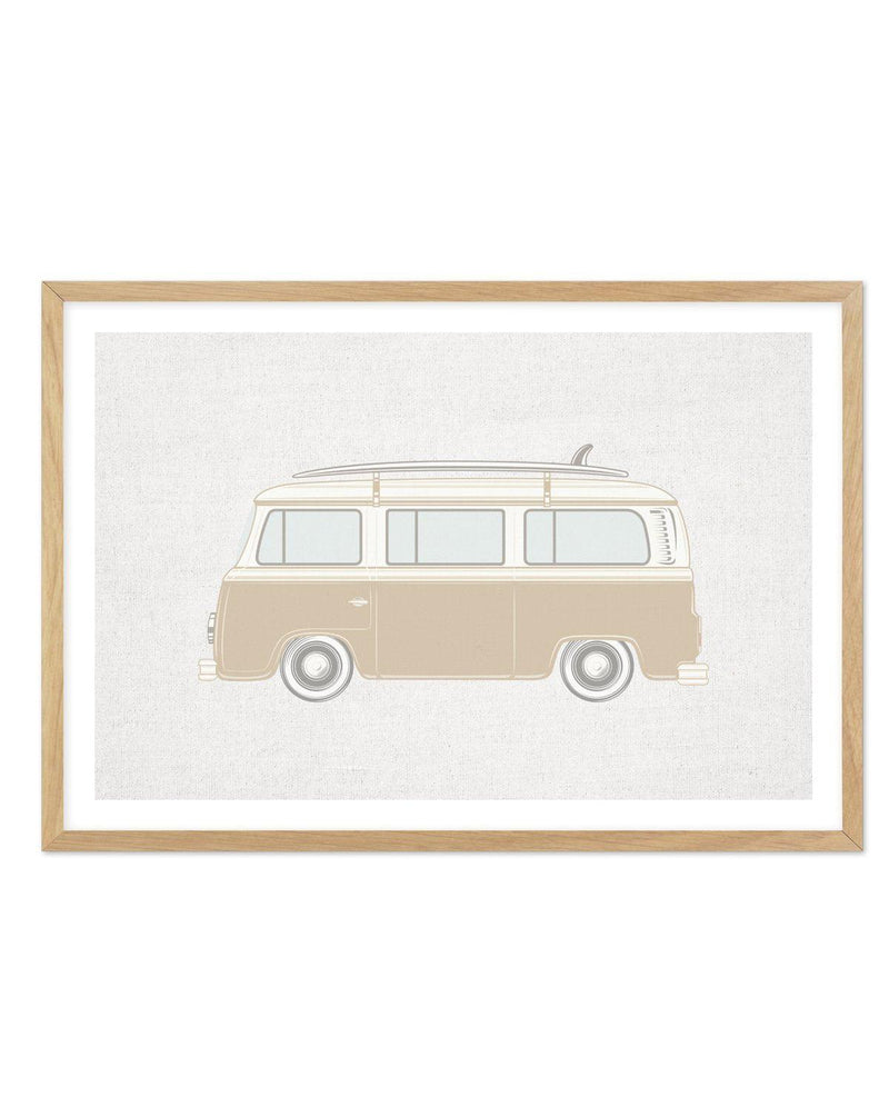 Surf Van on Linen Art Print-PRINT-Olive et Oriel-Olive et Oriel-A4 | 8.3" x 11.7" | 21 x 29.7cm-Oak-With White Border-Buy-Australian-Art-Prints-Online-with-Olive-et-Oriel-Your-Artwork-Specialists-Austrailia-Decorate-With-Coastal-Photo-Wall-Art-Prints-From-Our-Beach-House-Artwork-Collection-Fine-Poster-and-Framed-Artwork