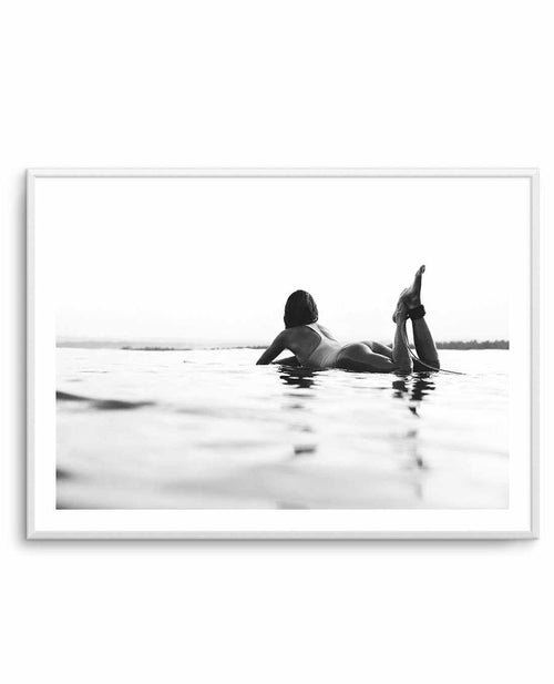 Surfer Girl B&W | LS Art Print-PRINT-Olive et Oriel-Olive et Oriel-A5 | 5.8" x 8.3" | 14.8 x 21cm-Unframed Art Print-With White Border-Buy-Australian-Art-Prints-Online-with-Olive-et-Oriel-Your-Artwork-Specialists-Austrailia-Decorate-With-Coastal-Photo-Wall-Art-Prints-From-Our-Beach-House-Artwork-Collection-Fine-Poster-and-Framed-Artwork