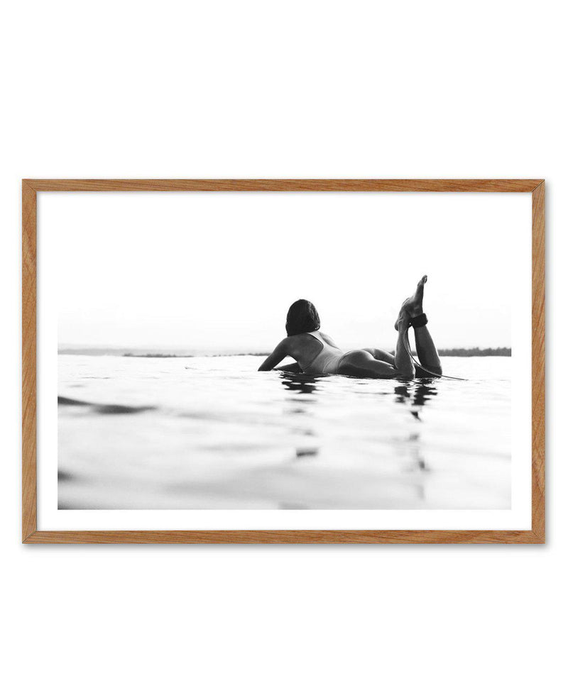 Surfer Girl B&W | LS Art Print-PRINT-Olive et Oriel-Olive et Oriel-50x70 cm | 19.6" x 27.5"-Walnut-With White Border-Buy-Australian-Art-Prints-Online-with-Olive-et-Oriel-Your-Artwork-Specialists-Austrailia-Decorate-With-Coastal-Photo-Wall-Art-Prints-From-Our-Beach-House-Artwork-Collection-Fine-Poster-and-Framed-Artwork
