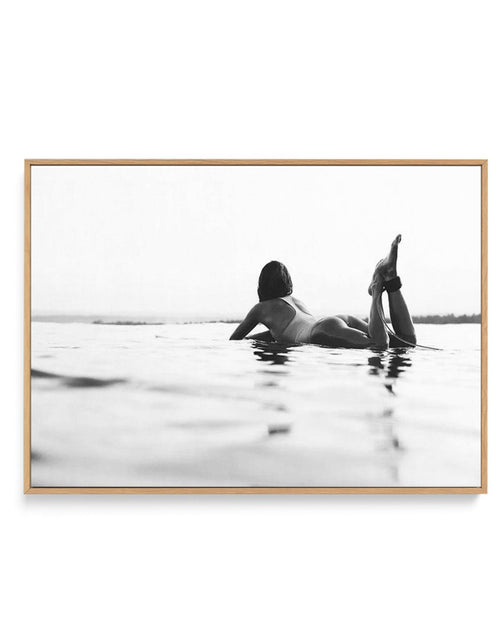 Surfer Girl B&W | LS | Framed Canvas-CANVAS-You can shop wall art online with Olive et Oriel for everything from abstract art to fun kids wall art. Our beautiful modern art prints and canvas art are available from large canvas prints to wall art paintings and our proudly Australian artwork collection offers only the highest quality framed large wall art and canvas art Australia - You can buy fashion photography prints or Hampton print posters and paintings on canvas from Olive et Oriel and have 