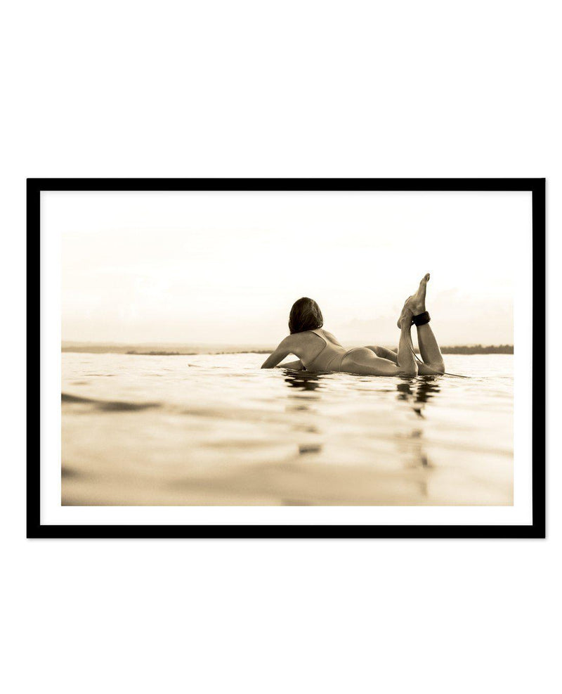 Surfer Girl | Golden Art Print-PRINT-Olive et Oriel-Olive et Oriel-A5 | 5.8" x 8.3" | 14.8 x 21cm-Black-With White Border-Buy-Australian-Art-Prints-Online-with-Olive-et-Oriel-Your-Artwork-Specialists-Austrailia-Decorate-With-Coastal-Photo-Wall-Art-Prints-From-Our-Beach-House-Artwork-Collection-Fine-Poster-and-Framed-Artwork