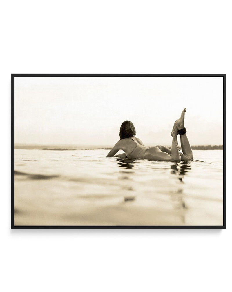 Surfer Girl | Golden | Framed Canvas-CANVAS-You can shop wall art online with Olive et Oriel for everything from abstract art to fun kids wall art. Our beautiful modern art prints and canvas art are available from large canvas prints to wall art paintings and our proudly Australian artwork collection offers only the highest quality framed large wall art and canvas art Australia - You can buy fashion photography prints or Hampton print posters and paintings on canvas from Olive et Oriel and have 