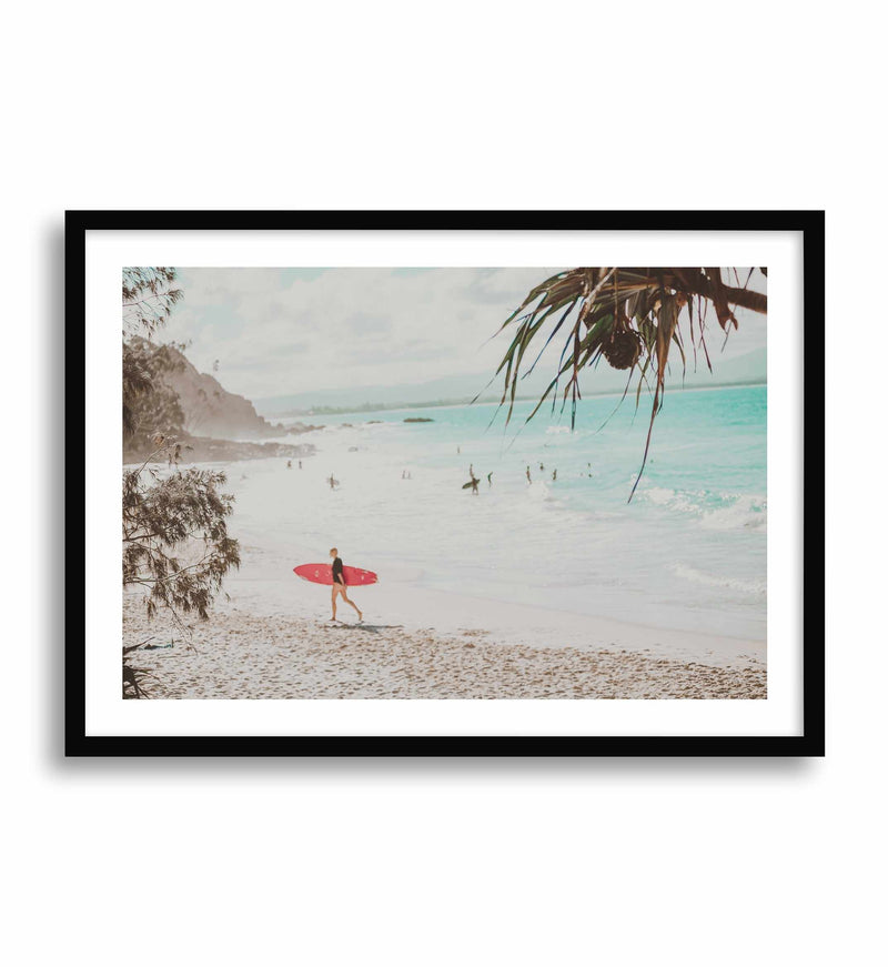Surfer Girls | Wategos Art Print-PRINT-Olive et Oriel-Olive et Oriel-A4 | 8.3" x 11.7" | 21 x 29.7cm-Black-With White Border-Buy-Australian-Art-Prints-Online-with-Olive-et-Oriel-Your-Artwork-Specialists-Austrailia-Decorate-With-Coastal-Photo-Wall-Art-Prints-From-Our-Beach-House-Artwork-Collection-Fine-Poster-and-Framed-Artwork