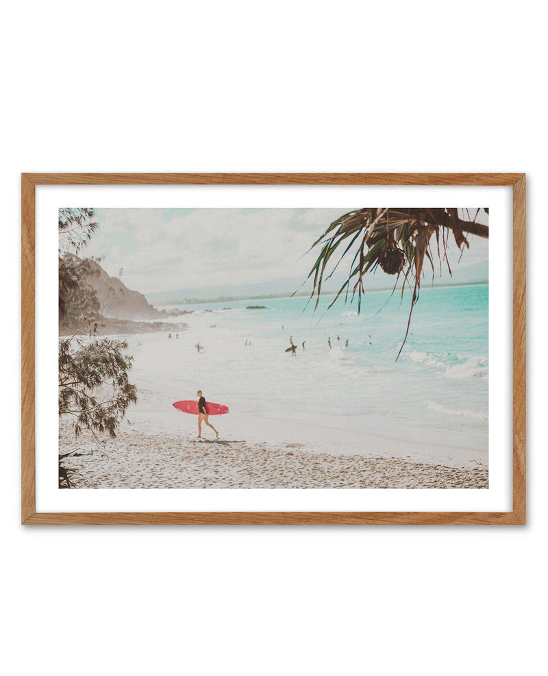 Surfer Girls | Wategos Art Print-PRINT-Olive et Oriel-Olive et Oriel-50x70 cm | 19.6" x 27.5"-Walnut-With White Border-Buy-Australian-Art-Prints-Online-with-Olive-et-Oriel-Your-Artwork-Specialists-Austrailia-Decorate-With-Coastal-Photo-Wall-Art-Prints-From-Our-Beach-House-Artwork-Collection-Fine-Poster-and-Framed-Artwork