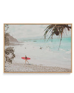 Surfer Girls | Wategos | Framed Canvas-CANVAS-You can shop wall art online with Olive et Oriel for everything from abstract art to fun kids wall art. Our beautiful modern art prints and canvas art are available from large canvas prints to wall art paintings and our proudly Australian artwork collection offers only the highest quality framed large wall art and canvas art Australia - You can buy fashion photography prints or Hampton print posters and paintings on canvas from Olive et Oriel and hav