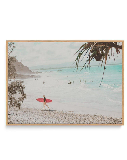Surfer Girls | Wategos | Framed Canvas-CANVAS-You can shop wall art online with Olive et Oriel for everything from abstract art to fun kids wall art. Our beautiful modern art prints and canvas art are available from large canvas prints to wall art paintings and our proudly Australian artwork collection offers only the highest quality framed large wall art and canvas art Australia - You can buy fashion photography prints or Hampton print posters and paintings on canvas from Olive et Oriel and hav