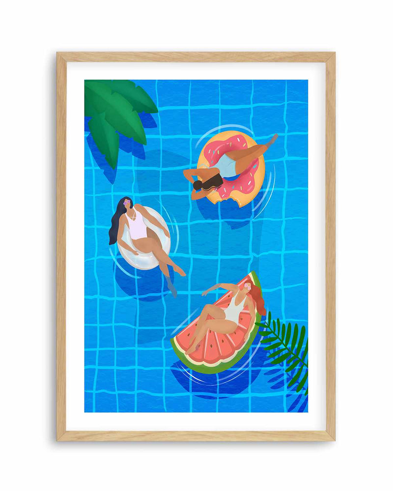 Swimming Pool Ladies by Petra Lizde Art Print